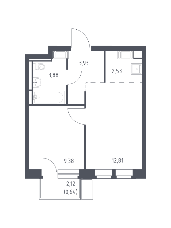2 ккв (Евро) 33,2 м²