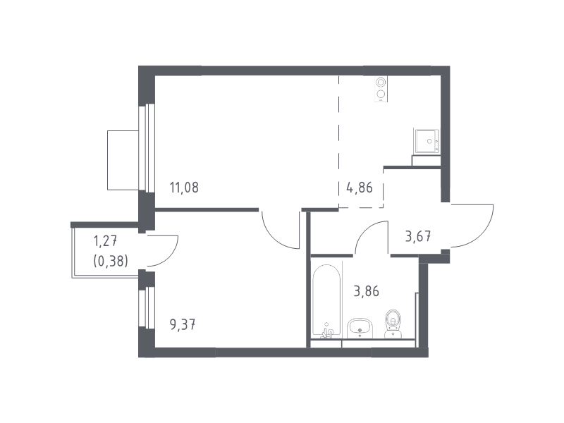 2 ккв (Евро) 33,2 м²