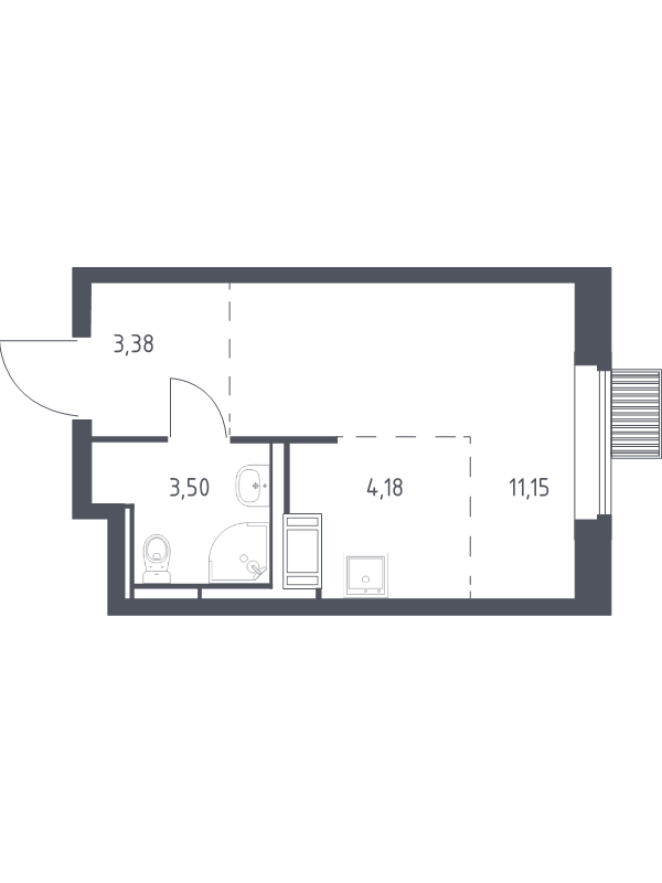 Студия 22,2 м²