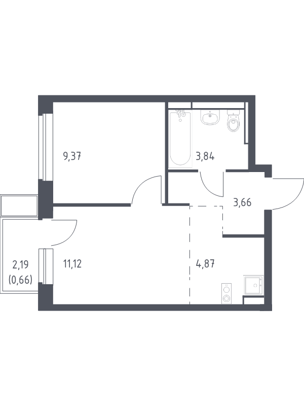 2 ккв (Евро) 33,5 м²