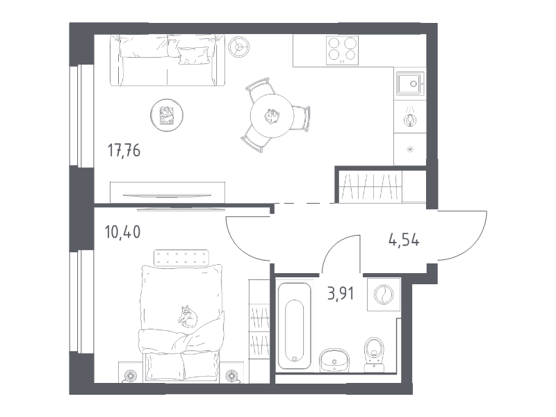 2 ккв (Евро) 36,6 м²