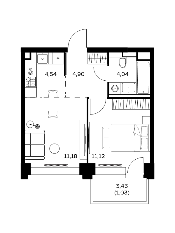 2 ккв (Евро) 36,8 м²