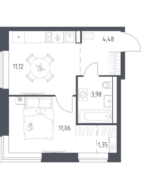 1 ккв 32 м²