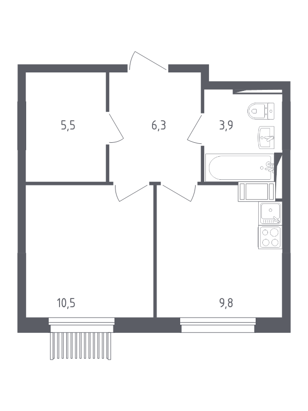 1 ккв 35,5 м²