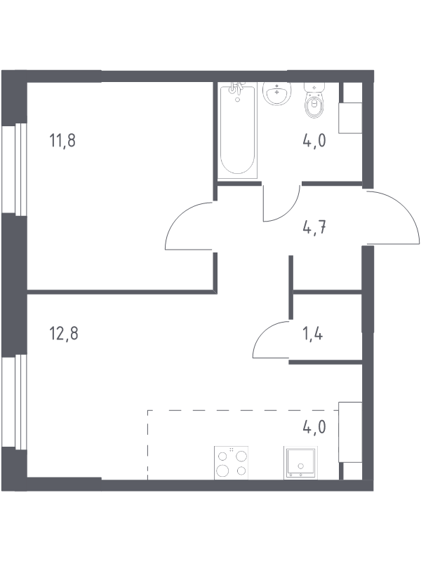 2 ккв (Евро) 37,2 м²