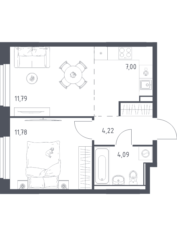 2 ккв (Евро) 38,9 м²