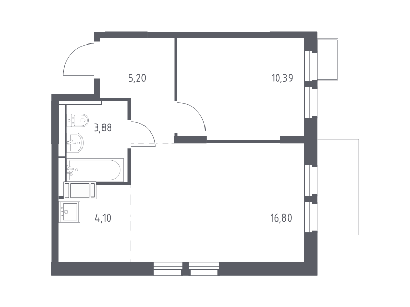 2 ккв (Евро) 40,4 м²