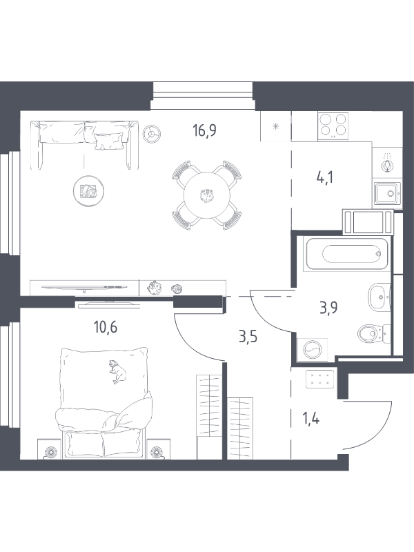 2 ккв (Евро) 39,7 м²