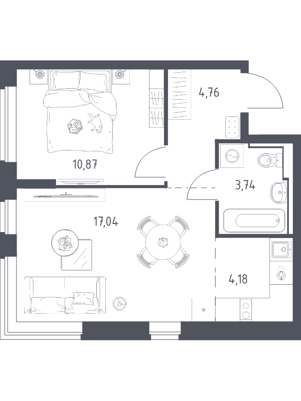 2 ккв (Евро) 40,6 м²