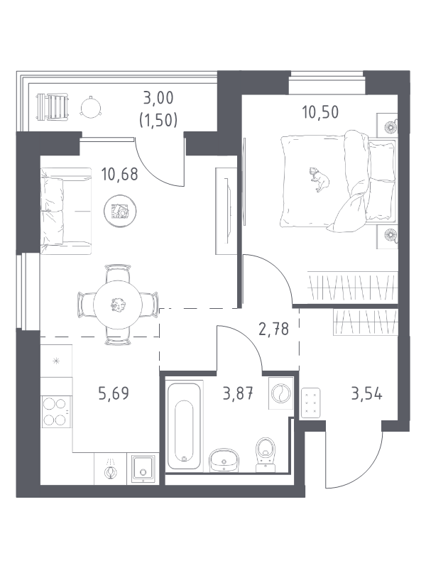2 ккв (Евро) 38,6 м²