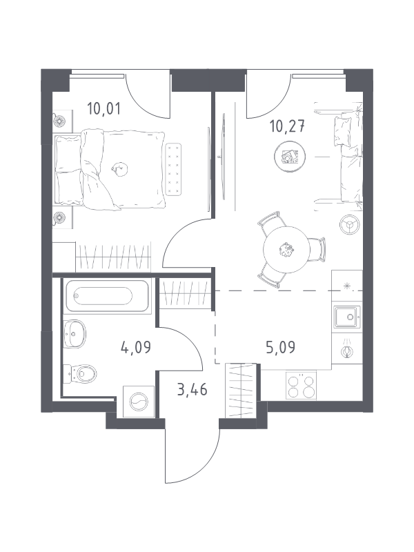 2 ккв (Евро) 32,9 м²