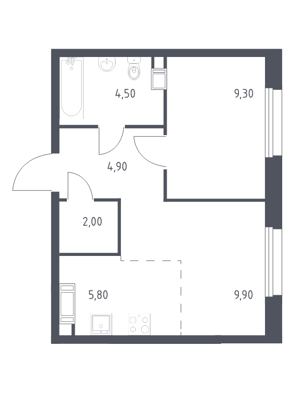 2 ккв (Евро) 36,4 м²