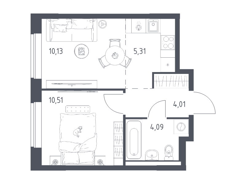 2 ккв (Евро) 34,1 м²