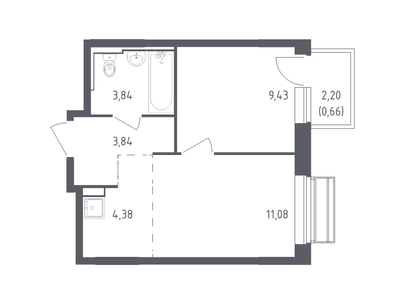 2 ккв (Евро) 33,2 м²