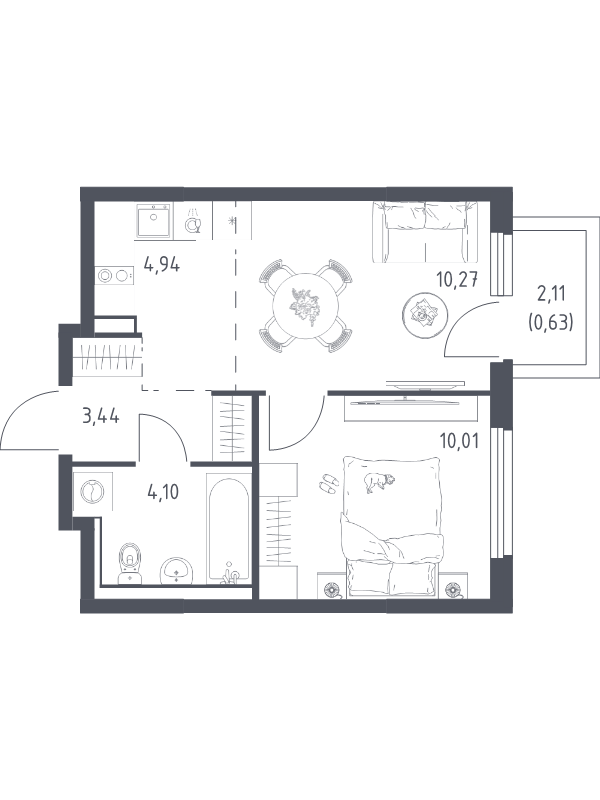 2 ккв (Евро) 33,4 м²