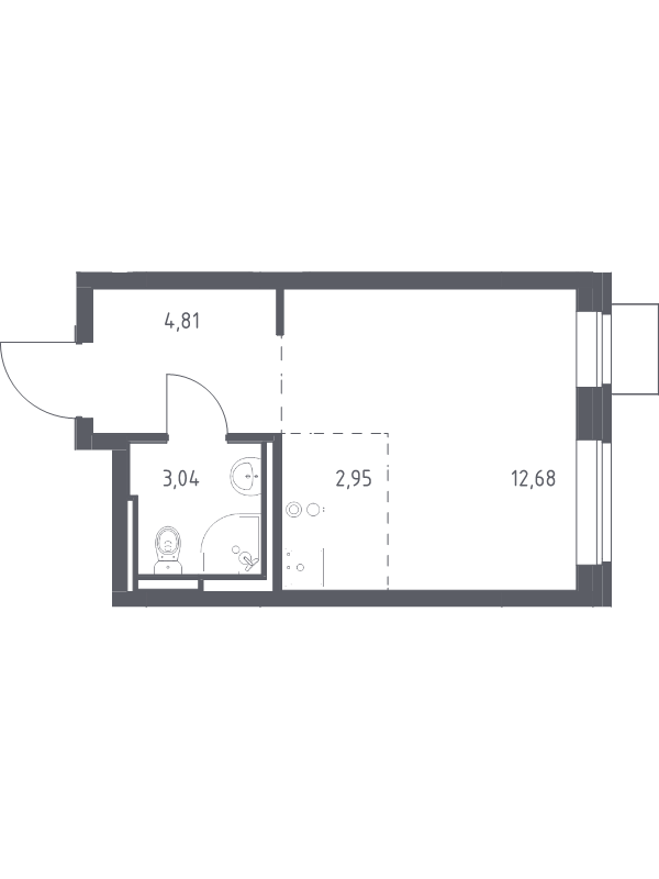 Студия 23,5 м²