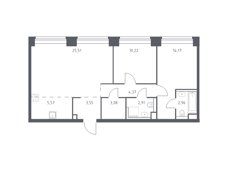 3 ккв (Евро) 72,3 м²