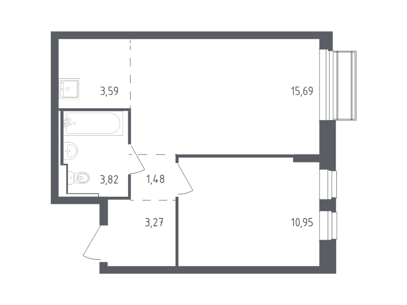 2 ккв (Евро) 38,8 м²