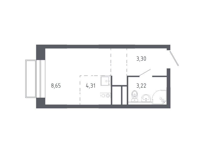 Студия 19,2 м²