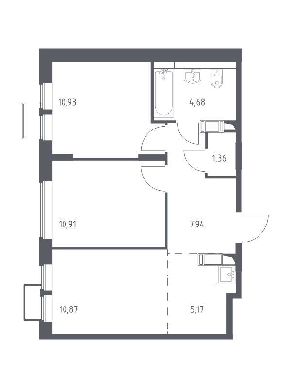 3 ккв (Евро) 51,9 м²