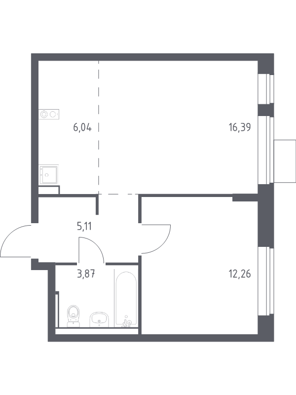 2 ккв (Евро) 43,7 м²