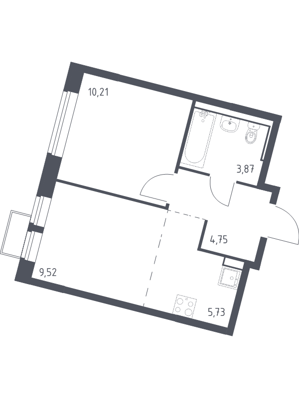 2 ккв (Евро) 34,1 м²