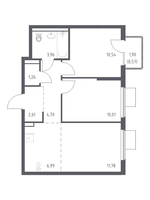 3 ккв (Евро) 52,4 м²