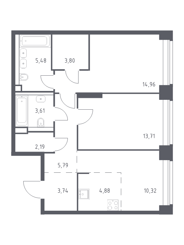 3 ккв (Евро) 68,5 м²