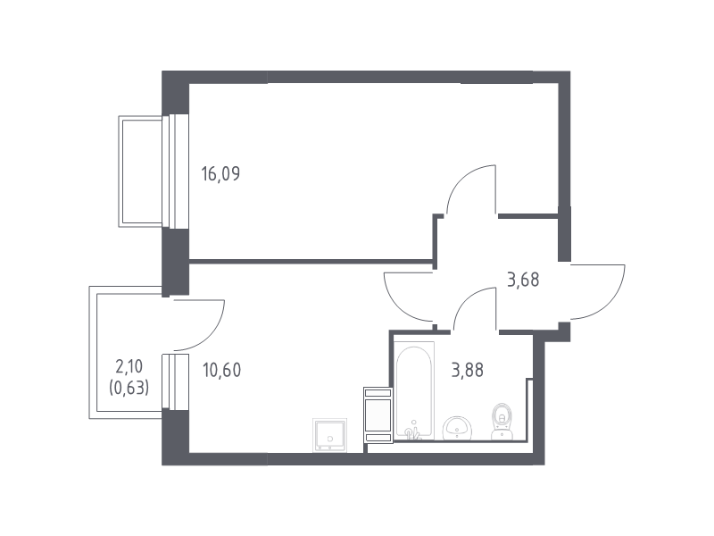 1 ккв 34,3 м²