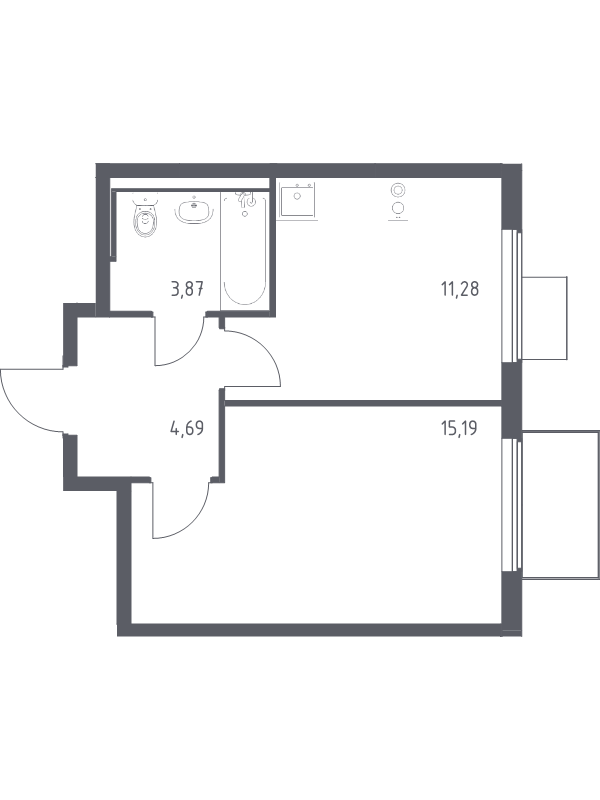 1 ккв 35 м²