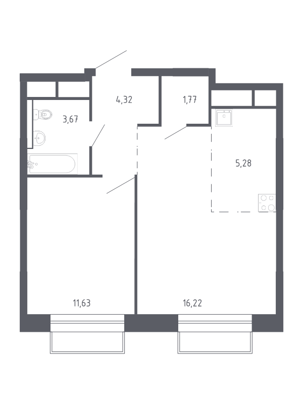 2 ккв (Евро) 42,5 м²