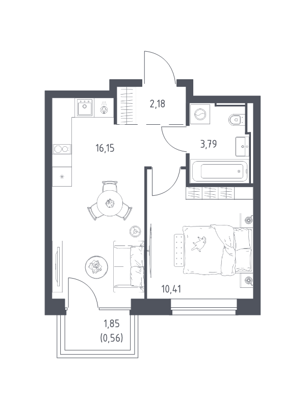 2 ккв (Евро) 33,1 м²