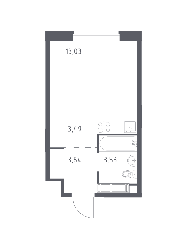Студия 23,7 м²