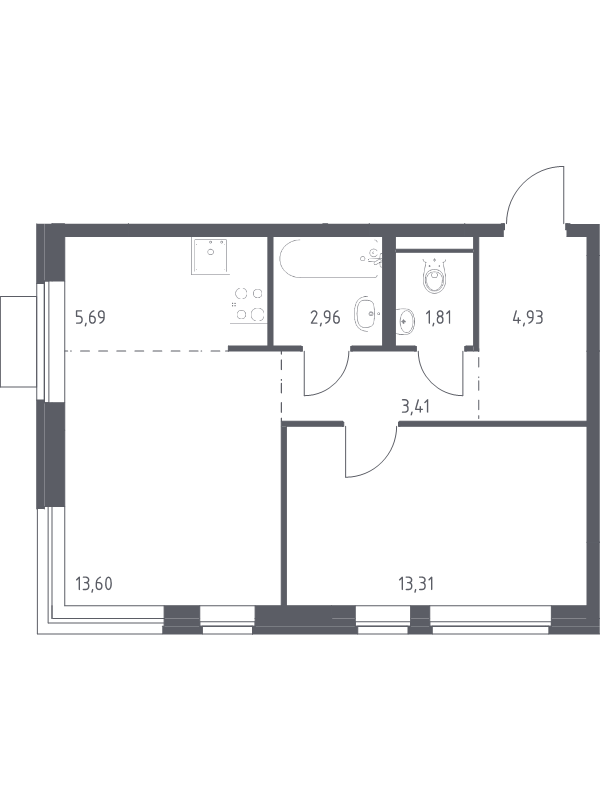 2 ккв (Евро) 45,7 м²