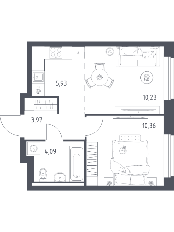 2 ккв (Евро) 34,6 м²