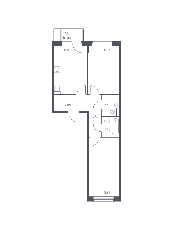 2 ккв 58,1 м²
