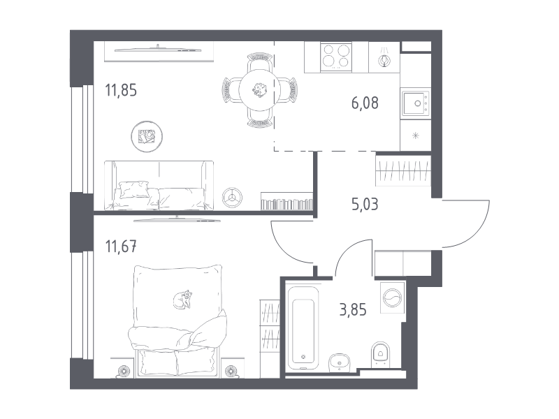 2 ккв (Евро) 38,5 м²