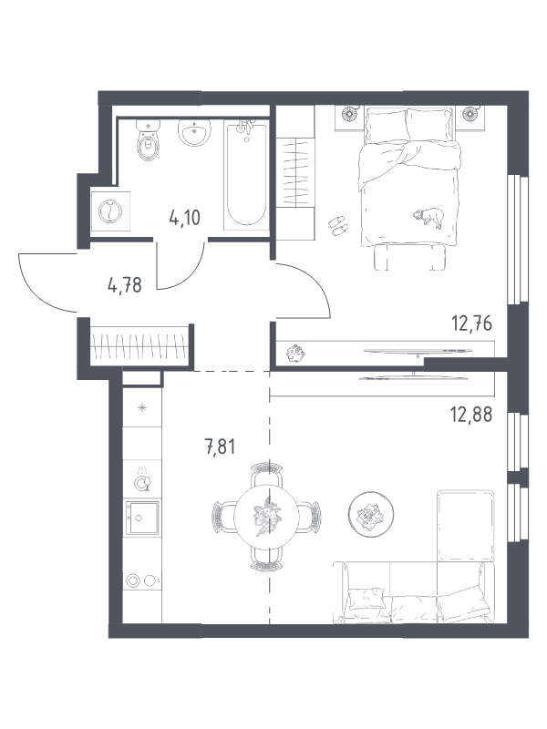 2 ккв (Евро) 42,3 м²