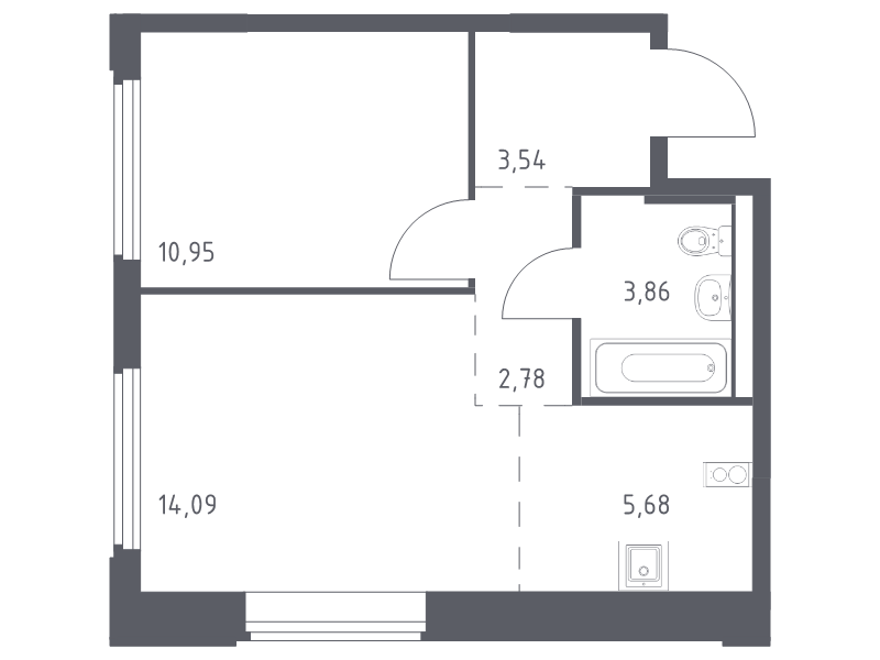 2 ккв (Евро) 40,9 м²