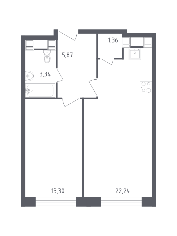 2 ккв (Евро) 46,1 м²