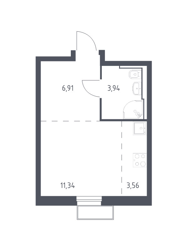 Студия 25,6 м²
