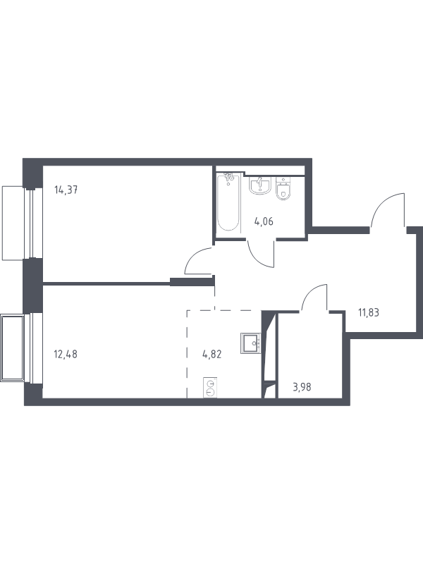 2 ккв (Евро) 51,1 м²