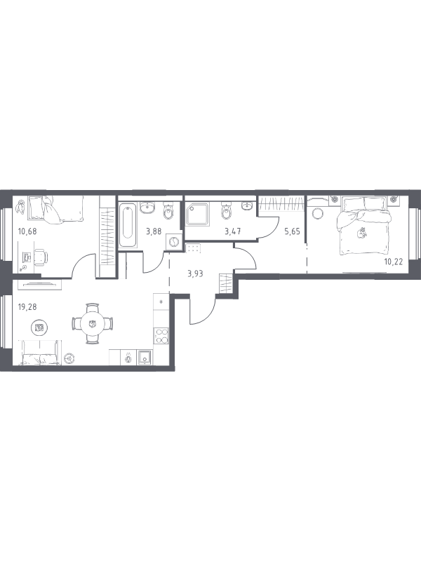 3 ккв (Евро) 57,1 м²