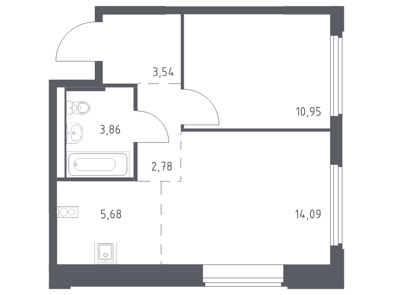2 ккв (Евро) 40,9 м²