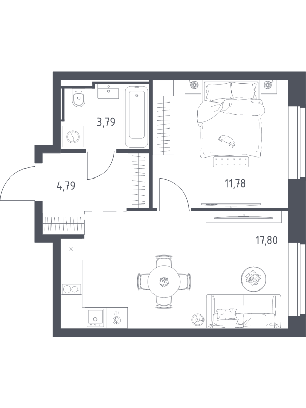 2 ккв (Евро) 38,2 м²