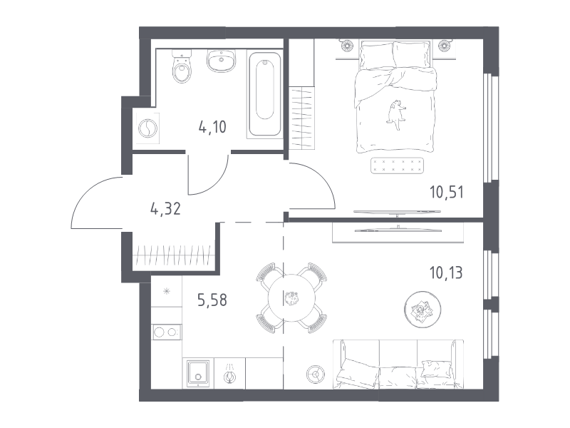 2 ккв (Евро) 34,6 м²