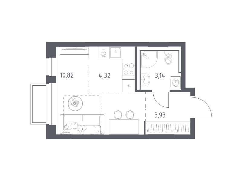 Студия 22,2 м²