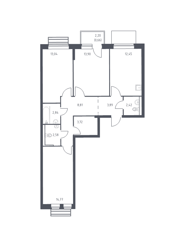 3 ккв 78,3 м²