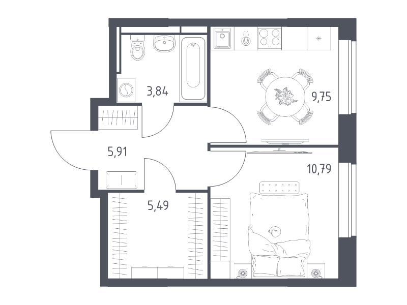 1 ккв 35,8 м²