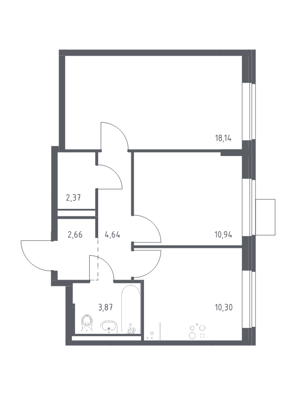 2 ккв 52,9 м²